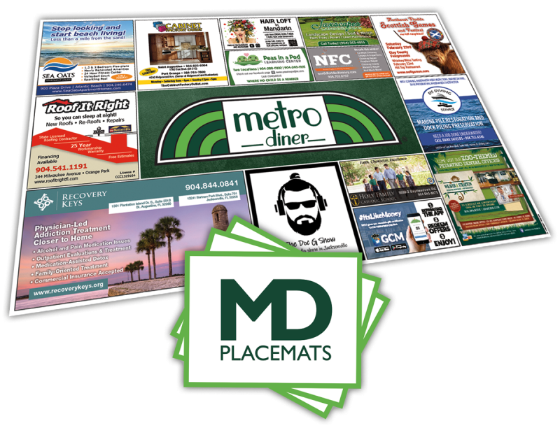Metro Diner Placemat Advertising MD Placemats